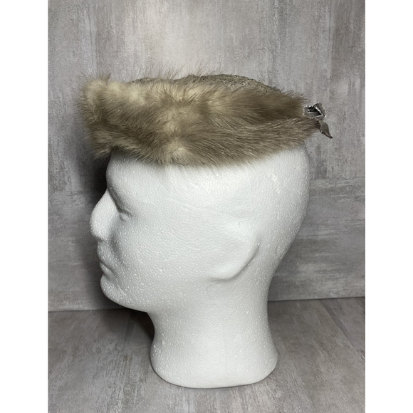 Vintage Mink Fur Hat Cap Fitted Womens Small Net Bow Veil Fascinator 50s 60s main image 12